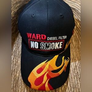 Wards Diesel Filter No Smoke Hat Cap Black Flames Strapback Structured Work